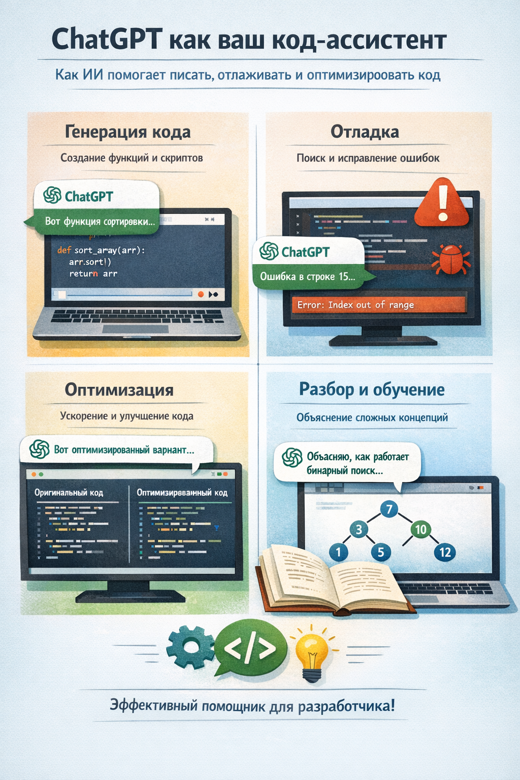 ChatGPT как ваш код-ассистент: как ИИ помогает писать, отлаживать и оптимизировать код