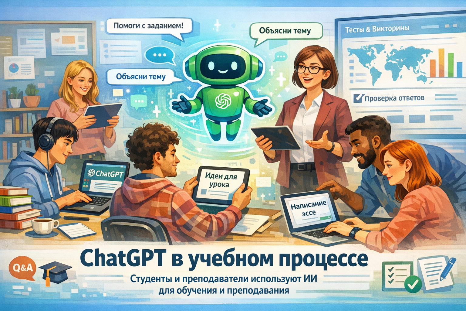 ChatGPT в учебном процессе: как студенты и преподаватели используют ИИ для обучения и преподавания